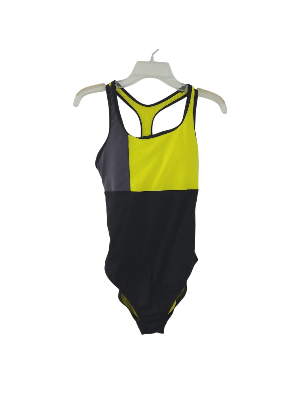 Womens Speedo One Piece Swimsuit Size 8 Colorblock Yellow Black Bathing Suit
